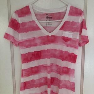 Gap pink and white stripe water color tee
